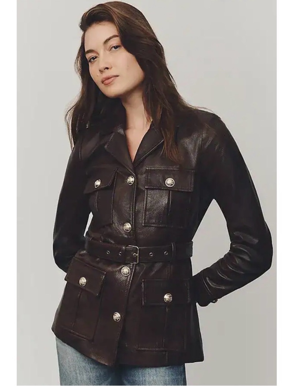 WALTER BAKER JOAN LEATHER BELTED JACKET  EXPRESO DARK BROWN SIZE M NWOT SOLD OUT